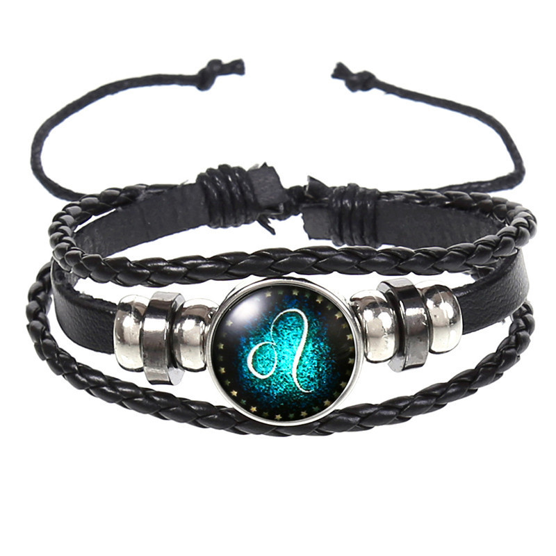 12 Constellations Vintage Leather Bracelet